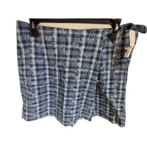 VTG NWT Best United Garment Company Floral Blue Plaid High Rise Mini Skort Sz 8